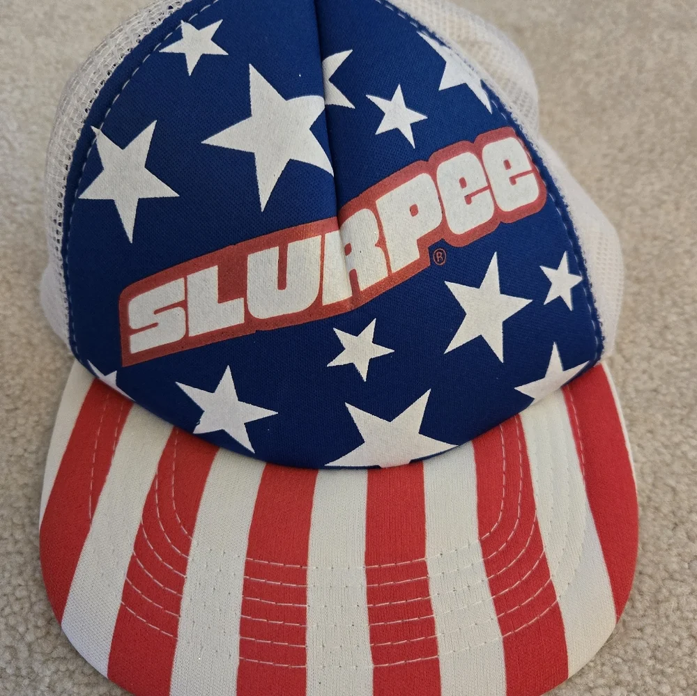 Vintage 1990s Red White Blue Patriotic 7/11 Slurpee Cap Hat